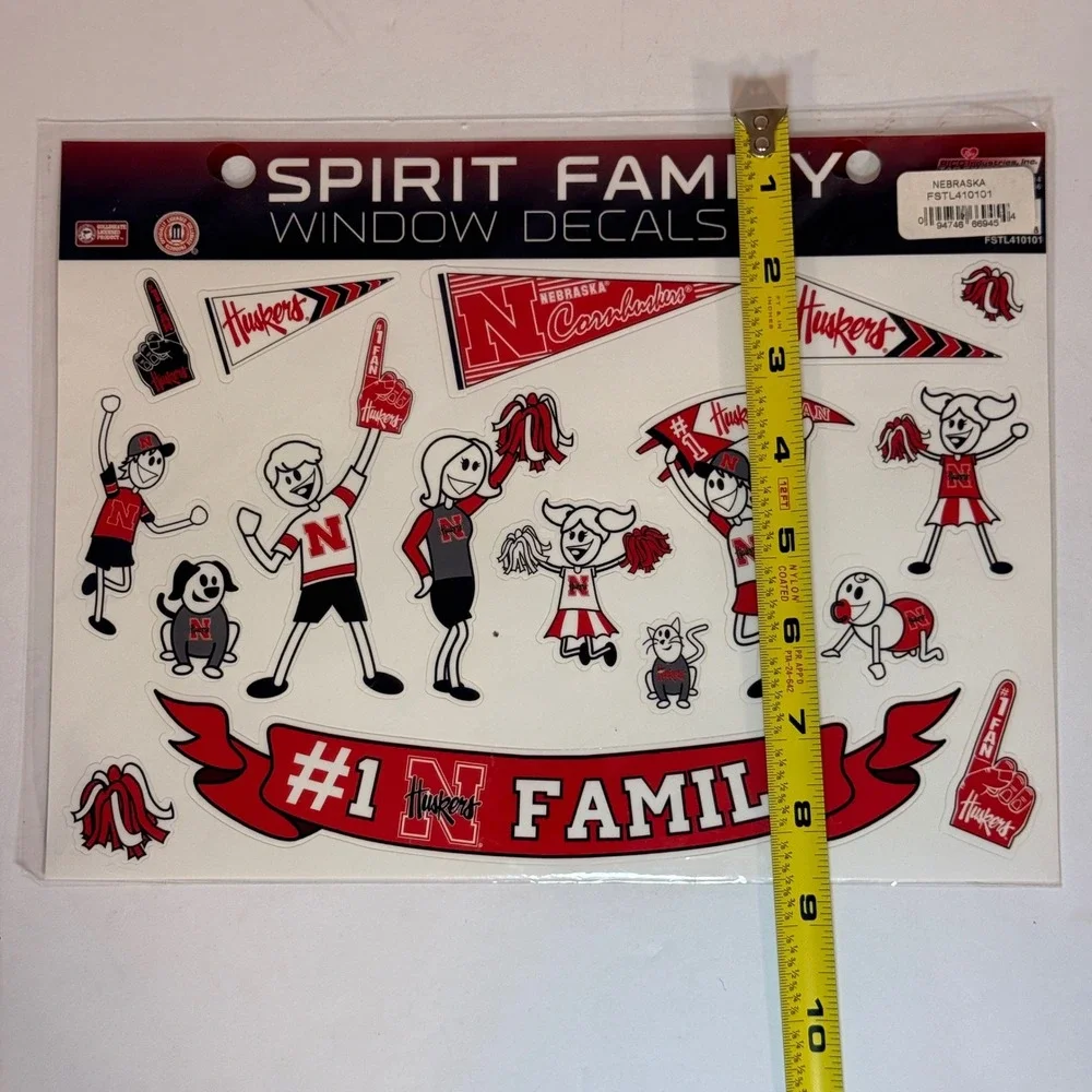 Nebraska Cornhuskers Spirit Family Window Decals Rico Industries‎ FSTL410101 NEW